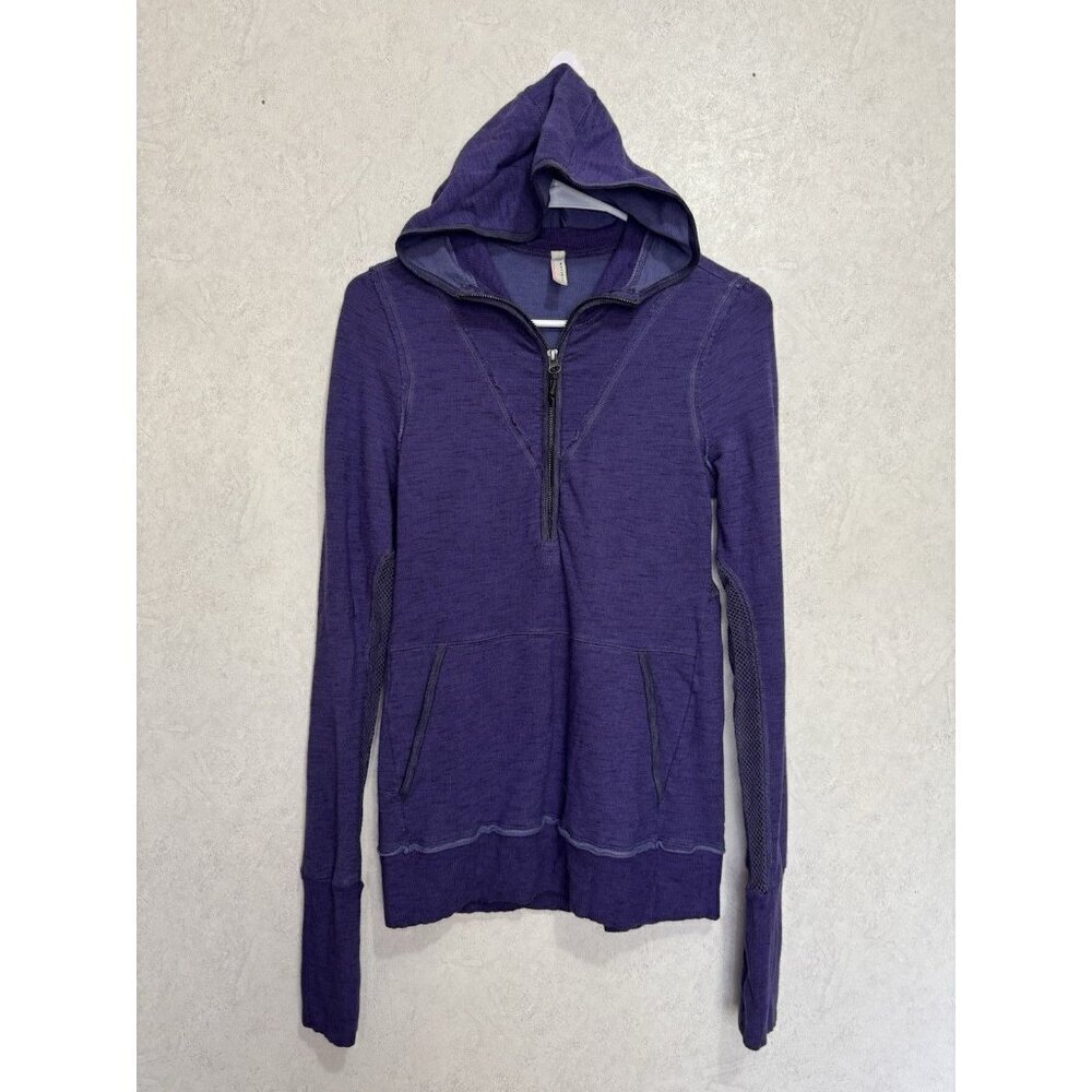 FREE PEOPLE FP MOVEMENT Pullover 1/4 Zip Hooded Jacket Sweatshirt Purple SMALL